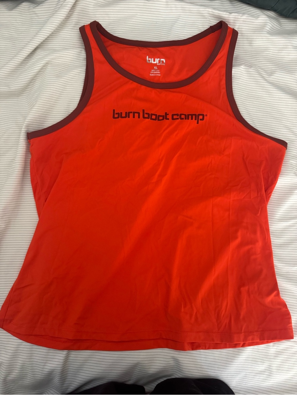 Burn Boot Camp Red/Orange Tank Top with Dark Trim